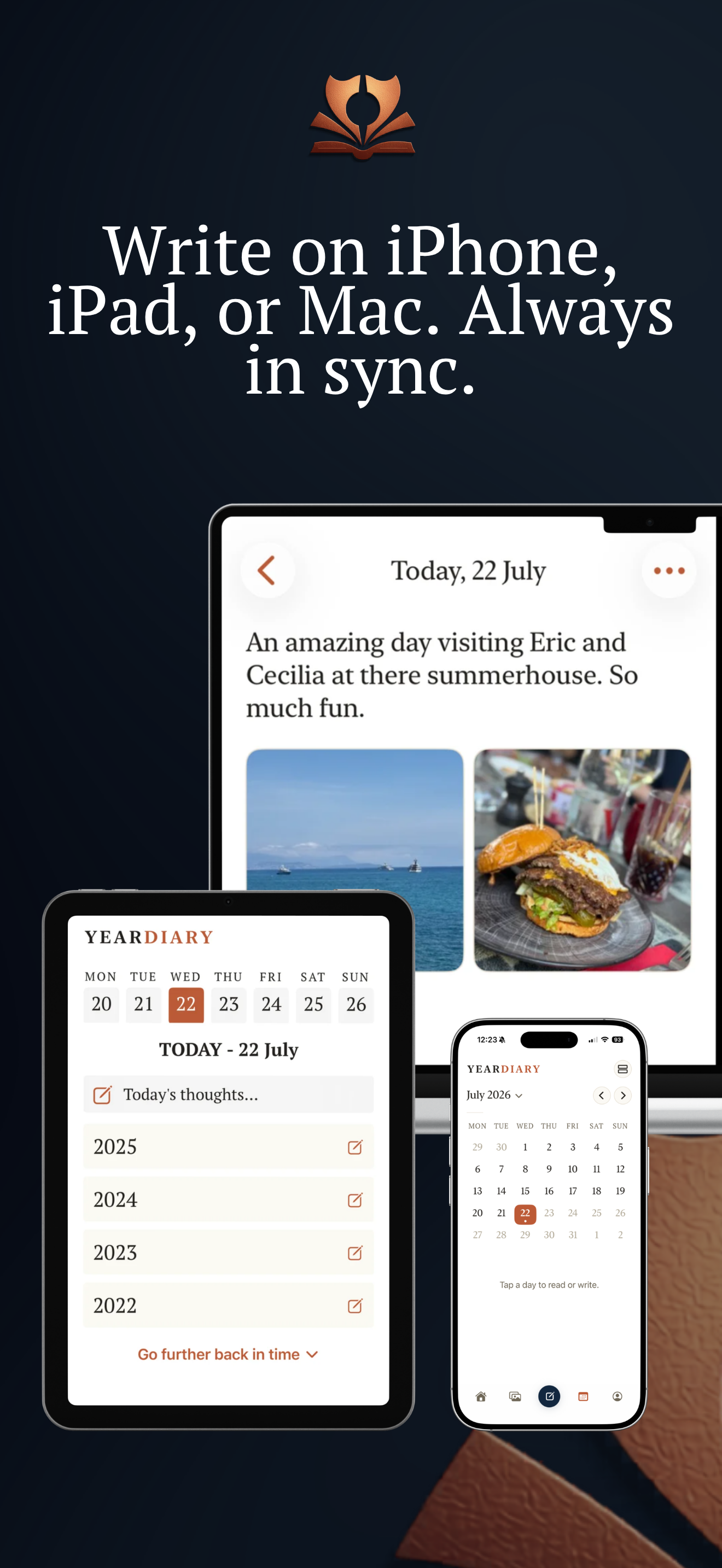 YearDiary running across iPhone, iPad and Mac